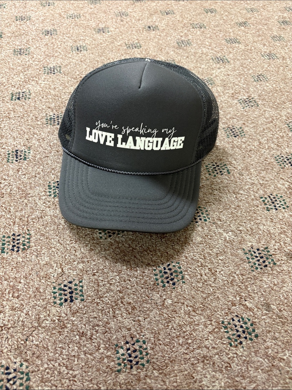 OTTO Black Trucker Hat with White "Love Language" Script
